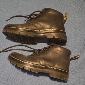 Dr. Martens Black Ankle Boots with Yellow Accents